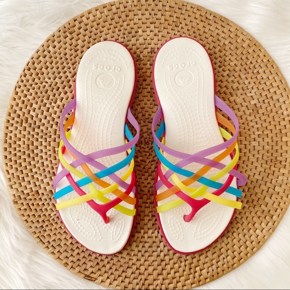 croc rainbow sandals